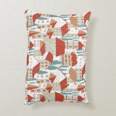 かわいい町家：シームレスなイラストレーション アクセントクッション (裏面(縦))