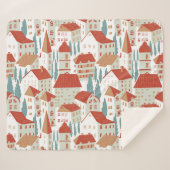 かわいい町家：シームレスなイラストレーション シェルパブランケット (正面(横))