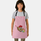 かわいい画家フクロウの漫画 エプロン (インサイチュ)