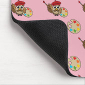 かわいい画家フクロウの漫画 マウスパッド (コーナー)