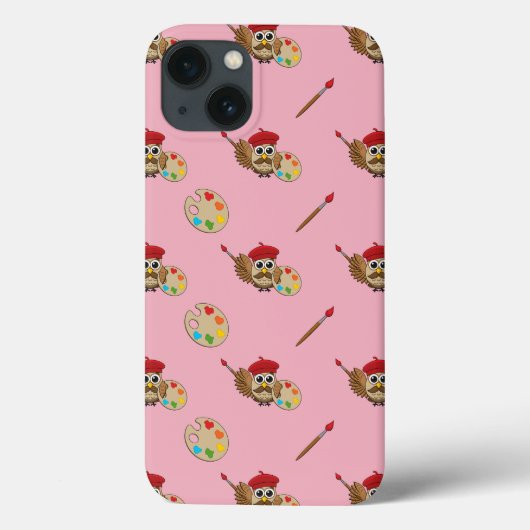 かわいい画家フクロウの漫画 Case-Mate iPhoneケース (裏面)