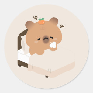 かわいい疲れたカピバラ ラウンドシール