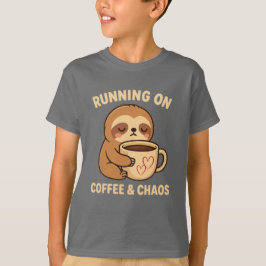 かわいい疲れたスロッスコーヒー&カオスカワイイおもしろいー Tシャツ