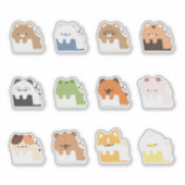 かわいい疲れた動物 シール (正面)