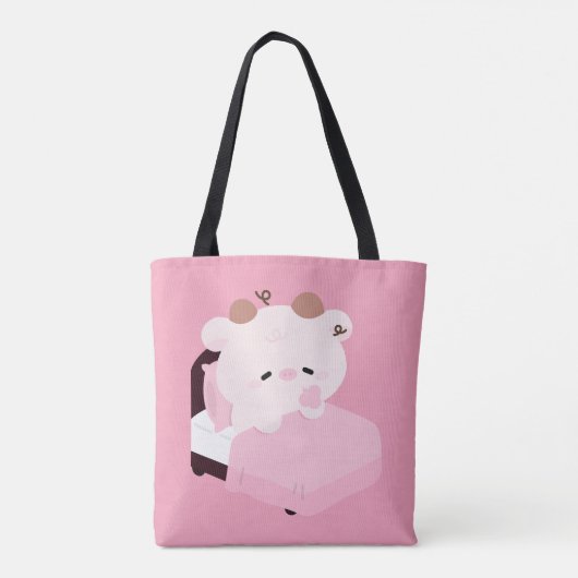 かわいい疲れた牛 トートバッグ (裏面)