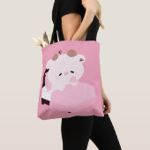 かわいい疲れた牛 トートバッグ (クローズアップ)