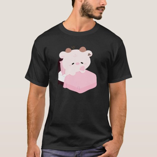 かわいい疲れた牛 Tシャツ (正面)