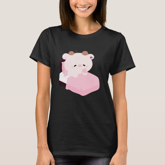 かわいい疲れた牛 Tシャツ (正面)