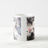 かわいい疲れた白犬と友達最高ののパパ コーヒーマグカップ (中央)