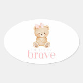 かわいい病気の子供 クマの勇気 小児がん 楕円形シール (正面)