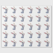 かわいい白いうさぎの大きな青い目 ラッピングペーパー (フラット)