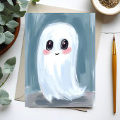 かわいい白いおばけの水彩ハロウィン シーズンカード