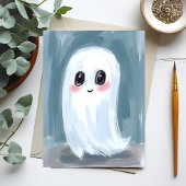 かわいい白いおばけの水彩ハロウィン シーズンポストカード