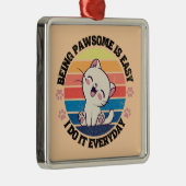 かわいい白いかわいい猫 メタルオーナメント (右)