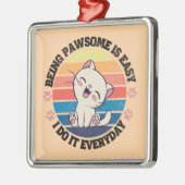 かわいい白いかわいい猫 メタルオーナメント (左)