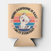 かわいい白いかわいい猫 缶クーラー (正面)