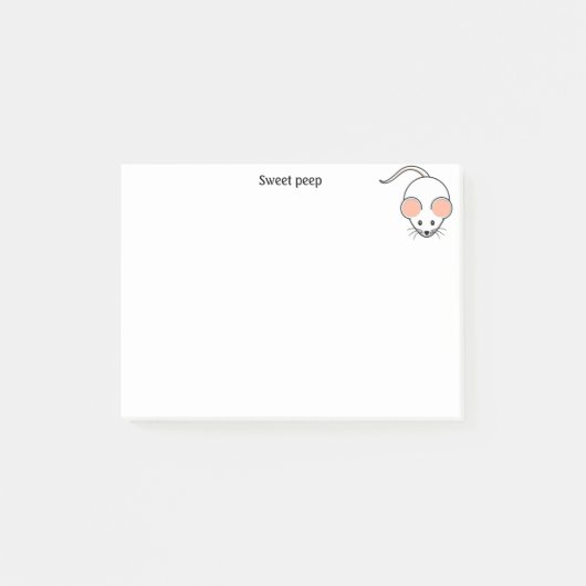 かわいい白いねずみ & 書道 ポストイット (正面)