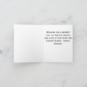 かわいい白いイースターバニー イースターの卵を運ぶ カード (内部)