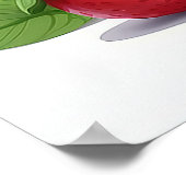 かわいい白いウサギがイチゴを持ったポスター ポスター (角)