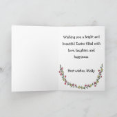 かわいい白いウサギのカスタムテキスト 楽しいイースター カード (内部)