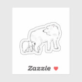かわいい白いオオカミの母と子犬 シール (シート)