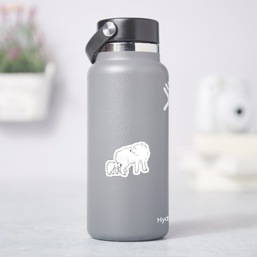 かわいい白いオオカミの母と子犬 シール (HydroFlask)