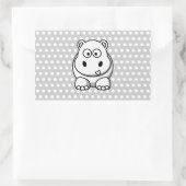 かわいい白いカバ 長方形シール (バッグ)