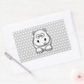 かわいい白いカバ 長方形シール (封筒)