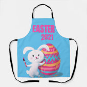 かわいい白いカラフル色彩の鮮やかイースター卵 エプロン (正面)