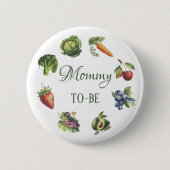 かわいい白いガーデンママ赤ちゃんシャワー 缶バッジ (正面)