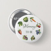 かわいい白いガーデンママ赤ちゃんシャワー 缶バッジ (正面&裏面)