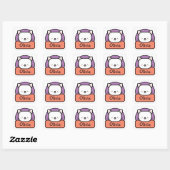 かわいい白いキャラクター猫のオーダーメイド スクエアシール (シート)