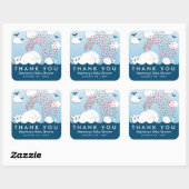 かわいい白いクジラのカップルベビーありがとうシール スクエアシール (シート)