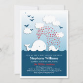 かわいい白いクジラスタイリッシュ赤ちゃんシャワー招待状 招待状 (正面)