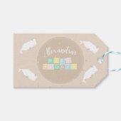 かわいい白いクジラ赤ちゃんシャワーニュートラルベージュ ギフトタグ (正面(横))