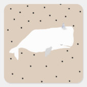 かわいい白いクジラ赤ちゃんシャワーニュートラルベージュ スクエアシール (正面)