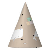 かわいい白いクジラ赤ちゃんシャワーニュートラルベージュ パーティーハット (左)