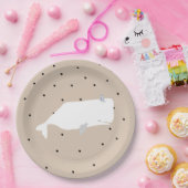 かわいい白いクジラ赤ちゃんシャワーニュートラルベージュ ペーパープレート (パーティー)