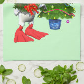 かわいい白いクリスマスアヒル(リース) キッチンタオル (折り畳み)