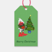 かわいい白いクリスマスアヒル(リース) ギフトタグ (正面)