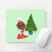 かわいい白いクリスマスアヒル(リース) マウスパッド (マウス)