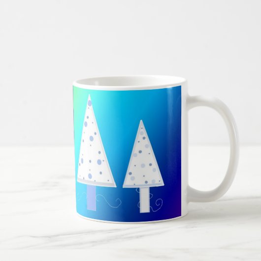 かわいい白いクリスマスツリー コーヒーマグカップ (右)