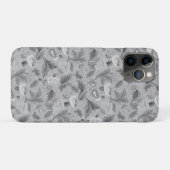かわいい白いグレーのフローラ背景デザイン Case-Mate iPhoneケース (裏面(横))