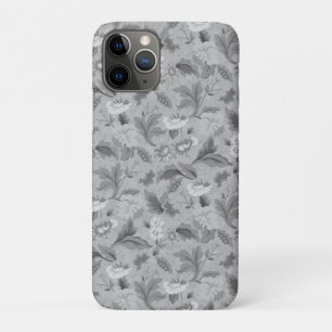かわいい白いグレーのフローラ背景デザイン iPhone 11 PROケース