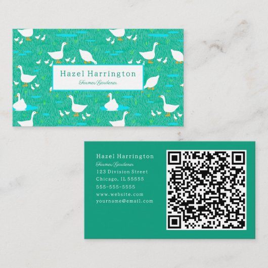 かわいい白いゲーゼQRコードビジネスカードダックスファーム 名刺 (正面/裏面)