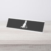 かわいい白いシベリアン・ハスキー – 甘い白い雪の犬 デスクネームプレート (正面)