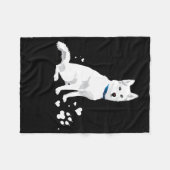 かわいい白いシベリアン・ハスキー – 甘い白い雪の犬 フリースブランケット (正面(横))