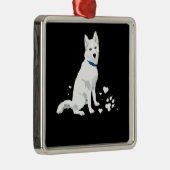 かわいい白いシベリアン・ハスキー – 甘い白い雪の犬 メタルオーナメント (右)