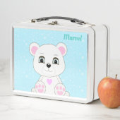 かわいい白いシロクマのライトブルーの金属ランチボー メタルランチボックス (インサイチュ)