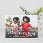 かわいい白いスクリプトの写真クリスマスカード シーズンカード (スタンド正面)